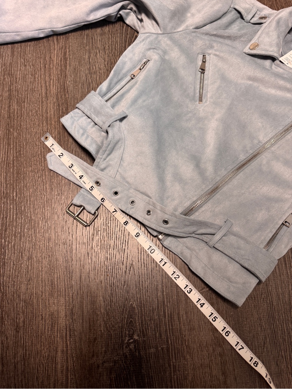 Ashley by 26 International Outerwear Cropped Moto Jacket Blue-Gray. Sz M. NWT! - Picture 8 of 12